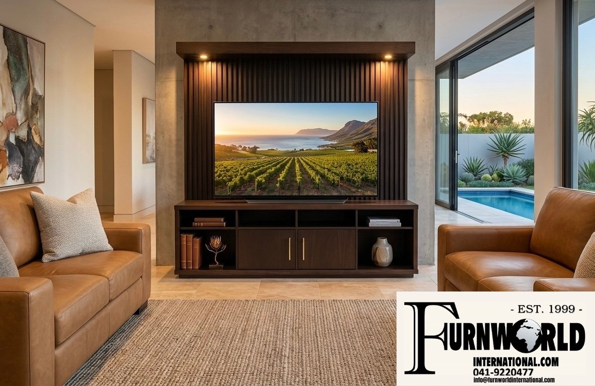 NYALA SOLID WOOD MAHOGANY FINISH TV WALL-UNIT